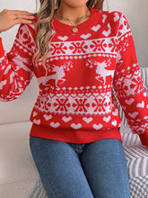 Load image into Gallery viewer, Christmas Element Round Neck Long Sleeve Sweater