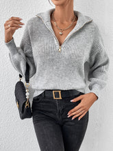 Load image into Gallery viewer, Honey Half Zip Dropped Shoulder Sweater