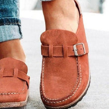 Load image into Gallery viewer, Round Toe Low Heel Buckle Loafers
