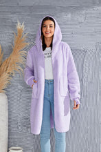 Load image into Gallery viewer, Double Take Full Size Hooded Teddy Bear Jacket with Thumbholes