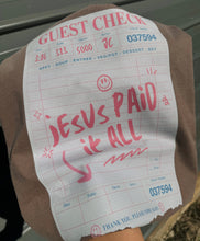 Load image into Gallery viewer, Jesus paid it all guest check tee or sweatshirt