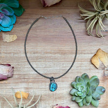 Load image into Gallery viewer, FREE Sterling Silver Necklace + MJ Sky Blue Turquoise Matrix Charm
