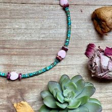 Load image into Gallery viewer, Color Pop Summer Necklace – Turquoise, Purple Spiny &amp; Pink Conch 16"