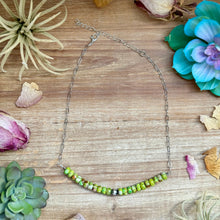Load image into Gallery viewer, 16” Green Variscite Paperclip Necklace – Sterling Silver Accent
