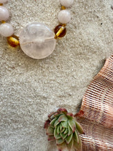 Load image into Gallery viewer, Rose Quartz + Honey Baltic Sea Amber || Rose Quartz Stone Necklace