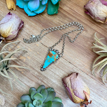 Load image into Gallery viewer, 106 - Sterling Silver Kingman Turquoise Lightning Bolt Fixed Chain Necklace by Jason Ogg