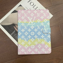 Load image into Gallery viewer, Luxury Canvas Monogram Leather Fresh Summer Theme Pattern Apple iPad case Black