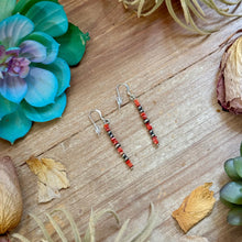 Load image into Gallery viewer, Red Spiny Oyster Cube Dangle Earrings