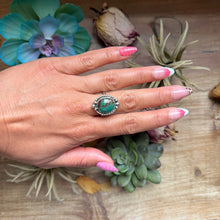 Load image into Gallery viewer, 122 - Sterling Silver Royston Turquoise Medicine Man Eye Stamped Stacking Ring by Jason Ogg
