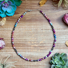 Load image into Gallery viewer, Purple Variscite &amp; Sterling Pearl Necklace 18.25”