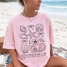 Load image into Gallery viewer, Colossians 1:16 Coastal Seashell Christian Graphic T-Shirt