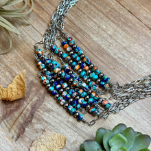 Load image into Gallery viewer, Sterling Silver Pearl &amp; Lapis Turquoise Mix Paperclip Chain Necklace