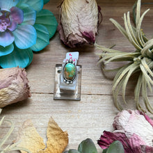 Load image into Gallery viewer, 124 - Sterling Silver Royston Turquoise Medicine Man Eye Stamped Stacking Ring by Jason Ogg