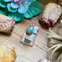 Load image into Gallery viewer, 135 - Sterling Silver Easter Blue Turquoise Medicine Man Eye Stamped Stacking Ring by Jason Ogg