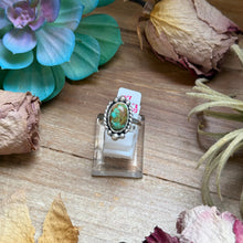Load image into Gallery viewer, 125 - Sterling Silver Royston Turquoise Medicine Man Eye Stamped Stacking Ring by Jason Ogg