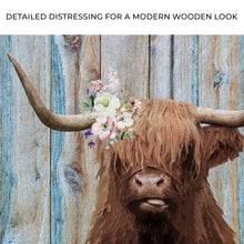Load image into Gallery viewer, Highland Cow Rustic Painting Canvas Wall Art