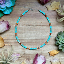 Load image into Gallery viewer, Turquoise &amp; Spiny Oyster Heishi Necklace – 14”