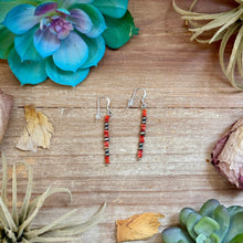 Load image into Gallery viewer, Red Spiny Oyster Cube Dangle Earrings