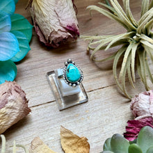 Load image into Gallery viewer, 126 - Sterling Silver Tyrone Turquoise Medicine Man Eye Stamped Stacking Ring by Jason Ogg