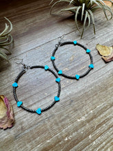 Load image into Gallery viewer, Turquoise Verasite heart hoops