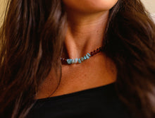 Load image into Gallery viewer, Raw Cognac Baltic Amber + Aquamarine || Necklace