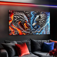 Load image into Gallery viewer, 3D Dragon and Wolf Wall Art IV