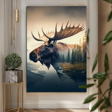 Load image into Gallery viewer, Moose Double Exposure Wall Art