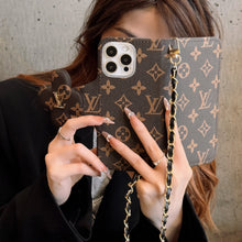 Load image into Gallery viewer, Stylish LV Print Multifunctional iPhone Crossbody Case - with Chain Strap, Stand &amp; Card Slots