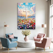 Load image into Gallery viewer, Cross Floral Field Faith Wall Art II