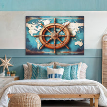 Load image into Gallery viewer, Sailboat Ship Wheel Coastal Wall Art