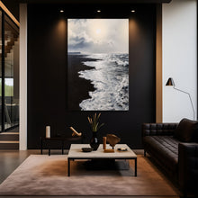 Load image into Gallery viewer, Black &amp; White Waves Abstract  Wall Art