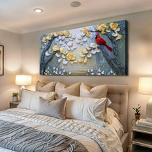 Load image into Gallery viewer, Golden Petals and Scarlet Wings Wall Art