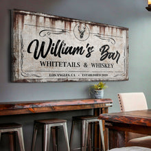 Load image into Gallery viewer, PWhitetails and Whiskey Sign: Perfect for Personalized Basement Bar Sign and Man Cave Wall Decor