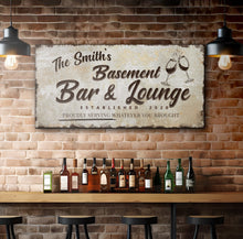 Load image into Gallery viewer, Personalized Basement Bar Sign: Custom Bar Signs for Home Bar – Perfect Man Cave Wall Decor