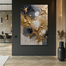 Load image into Gallery viewer, Black and Gold Splash Wall Art