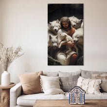 Load image into Gallery viewer, Jesus Protects The Lamb From Wolves Faith Wall Art