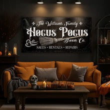 Load image into Gallery viewer, Personalized Hocus Pocus Broom Co. Wall Sign