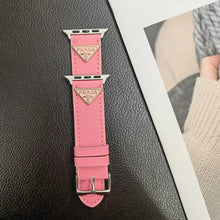 Load image into Gallery viewer, Double Triangle Monogram Label Leather Apple Watch Band