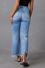 Load image into Gallery viewer, Distressed Raw Hem Jeans with Pockets