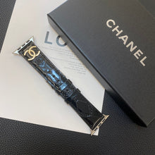 Load image into Gallery viewer, Glossy Leather Apple Watch Strap Luxury Metal Logo