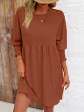 Load image into Gallery viewer, Round Neck Lantern Sleeve Mini Dress