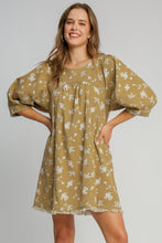 Load image into Gallery viewer, Umgee Raw Hem Floral Print Round Neck Denim Dress