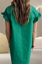 Load image into Gallery viewer, Collared Neck Flounce Sleeve Dress