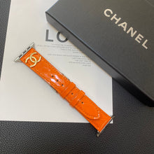 Load image into Gallery viewer, Glossy Leather Apple Watch Strap Luxury Metal Logo