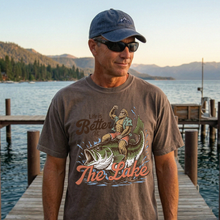 Load image into Gallery viewer, Life Is Better at the Lake | Sasquatch Fishing Graphic T-Shirt