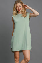 Load image into Gallery viewer, Umgee Round Neck Sleeveless High-Low Curved Hemline Mini Dress