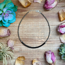 Load image into Gallery viewer, 14” Black Onyx Heishi Necklace – Sterling Silver Pearls &amp; Saucers