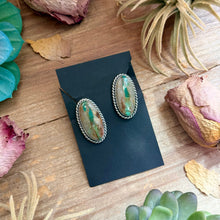 Load image into Gallery viewer, 9 - Sterling Silver Ribbon Royston Turquoise Stud Earrings by Jason Ogg