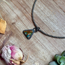 Load image into Gallery viewer, FREE Sterling Silver Pearl Necklace + MJ Triangle Royston Turquoise Pendant