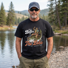 Load image into Gallery viewer, Life Is Better at the Lake | Sasquatch Fishing Graphic T-Shirt